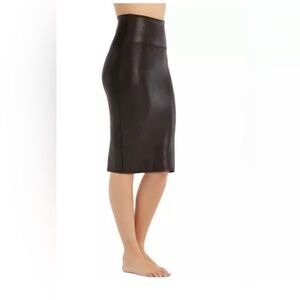 SPANX Black Faux Leather Pencil Skirt